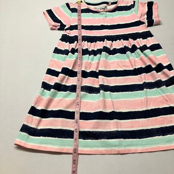 bluezoo Empire Waist Cotton Striped T-Shirt Dress Blue Pink Green Size 5-6 - Picture 5 of 7